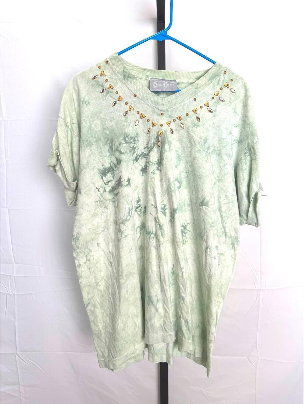 Cover Charge Vintage Women's Short Sleeve Tie-Dye T-Shirt with Embellishments XL